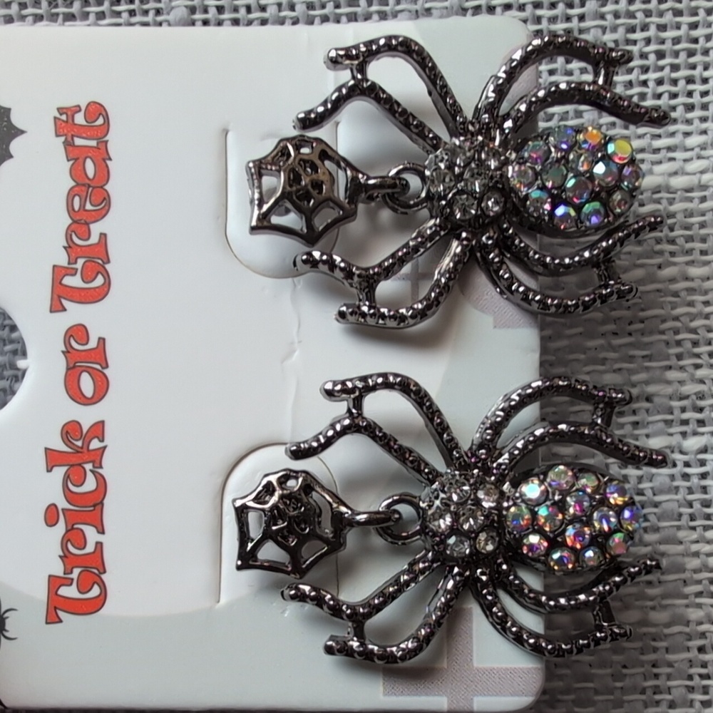 Halloween Sparkling Rhinestone Spider Earrings